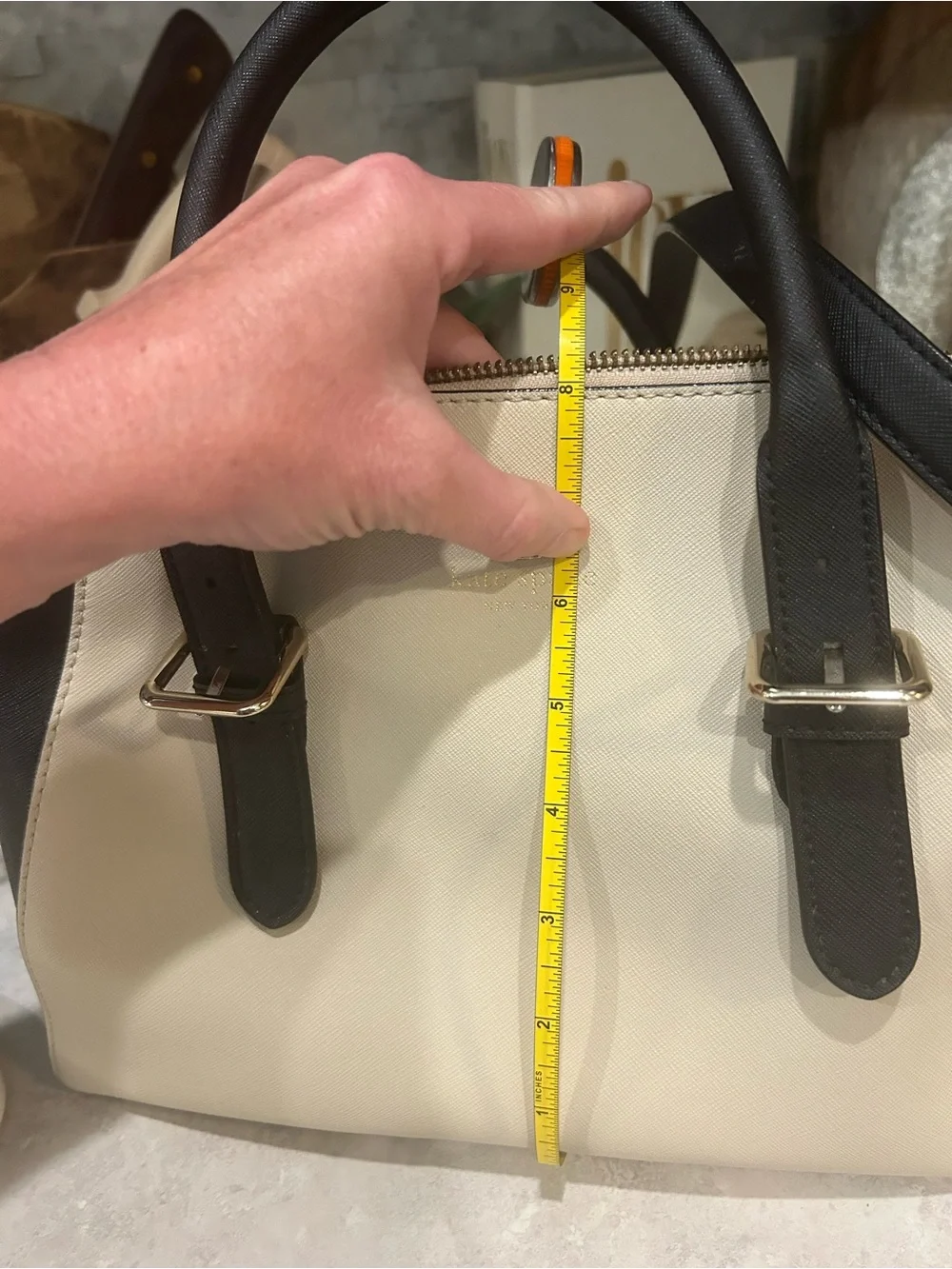 Kate Spade New York Black Cream Colorblock Satchel Crossbody Bag Quiet Luxury